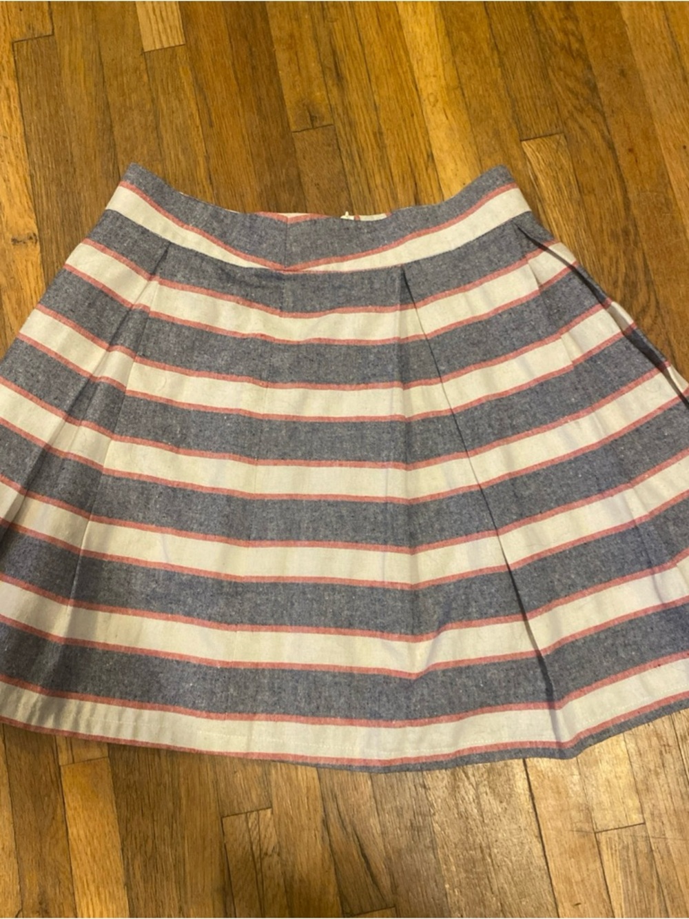 Striped Circle Skirt in Gray, White & Pink